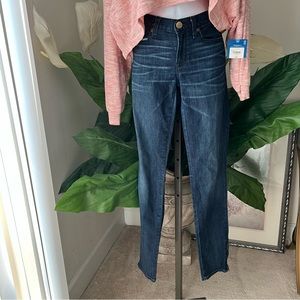 J.Crew dark washed denim stretch skinny zipper bottom toothpick jeans